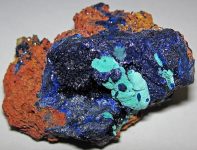 Azurite-malachite_on_gossan_(Morenci_Mine,_Arizona,_USA)_(27890565095)
